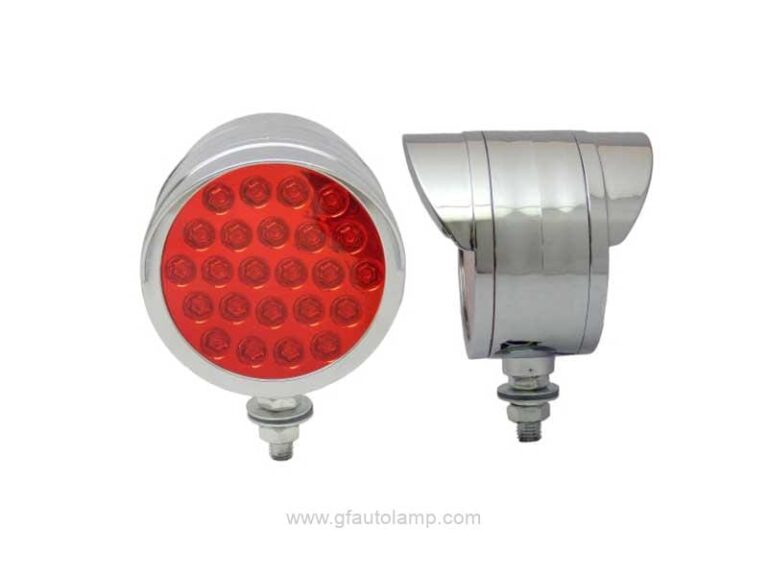 LED, Round, 24 Diode, Dual Face, Side Marker, Turn Signal, Pedestal Light, plafon direccional, 1 Stud, Chrome, Visor Bezel, A8-66014T
