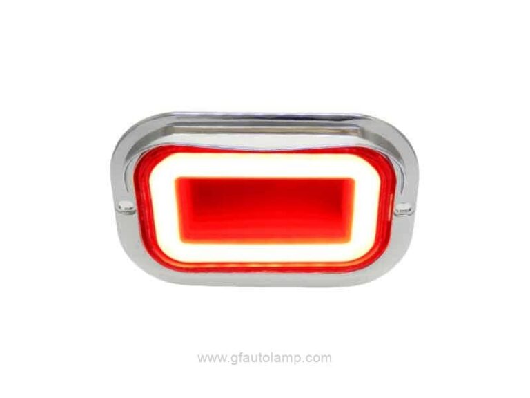 A8-6713T 5 x 3 Inch Rectangle tunnel effect LED Stop/Turn/Tail Light Chrome Visor Bezel