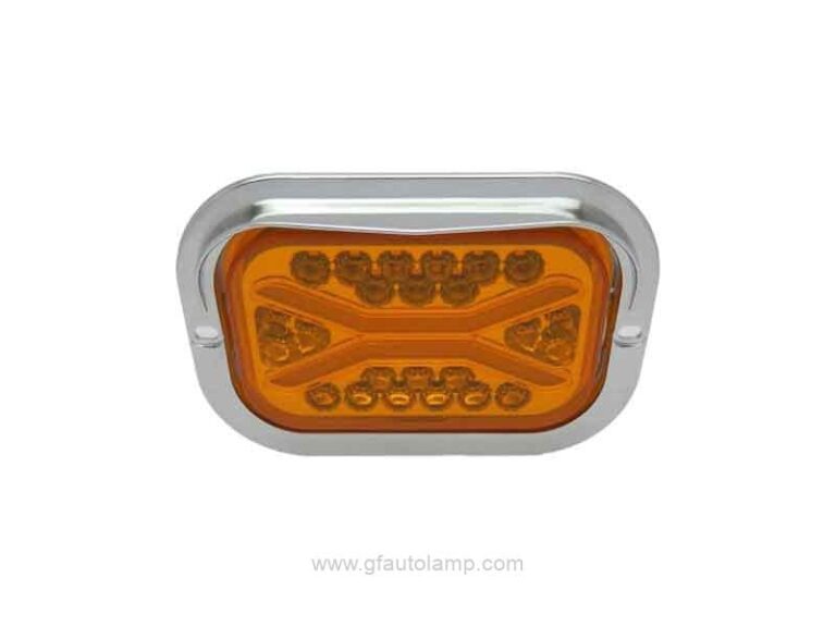 A8-6803T 5 x 3 Inch Rectangle LED Tail Lights Chrome Visor Bezel