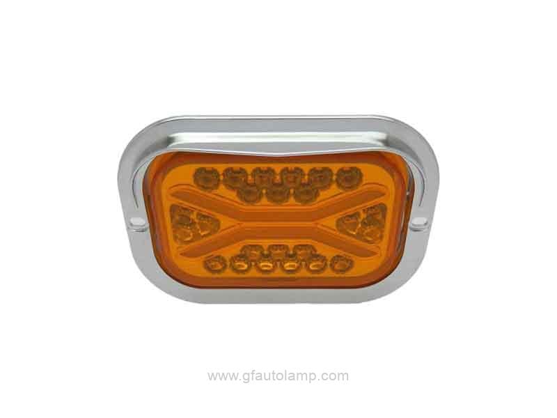 A8-6803T 5 x 3 Inch Rectangle LED Tail Lights Chrome Visor Bezel