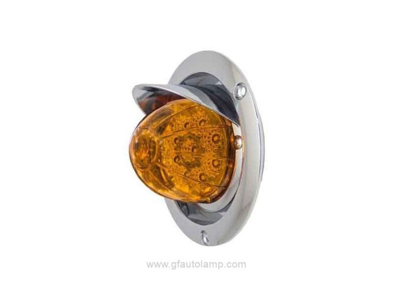 A8-8050-4T 4 inch round LED Watermelon stop/turn/tail Lights Chrome Visor Bezel