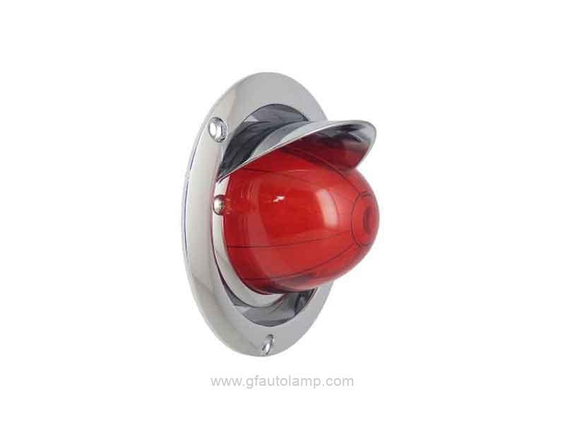 A8-8052-4T 4 inch round LED Watermelon stop/turn/tail Lights Chrome Visor Bezel