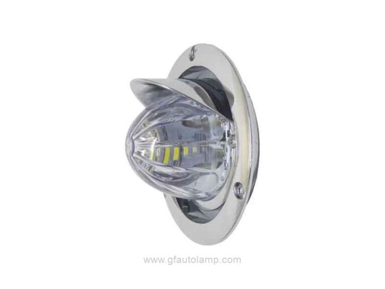 A8-8057-4T 4 inch round LED Watermelon stop/turn/tail Lights Chrome Visor Bezel