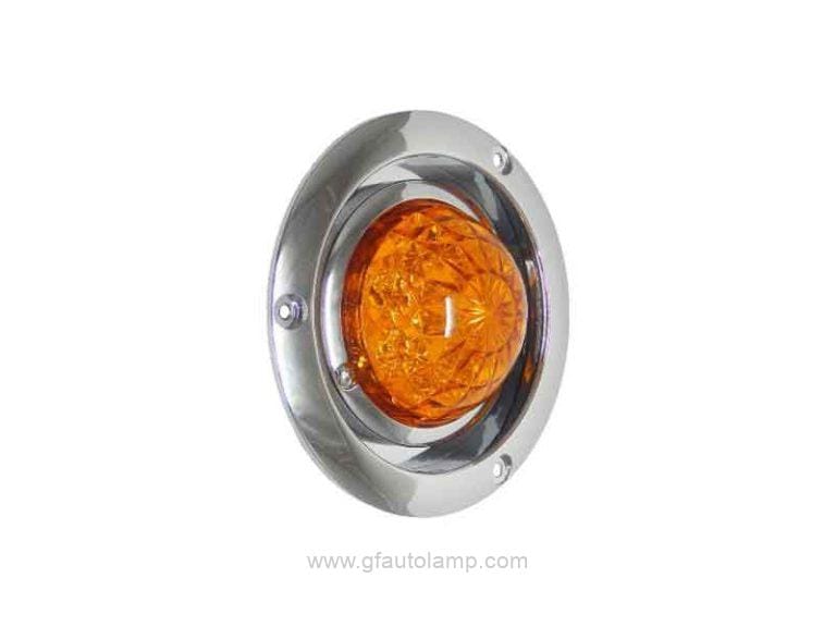 GF-8075-4 4 inch round LED Watermelon stop/turn/tail Lights Chrome Bezel